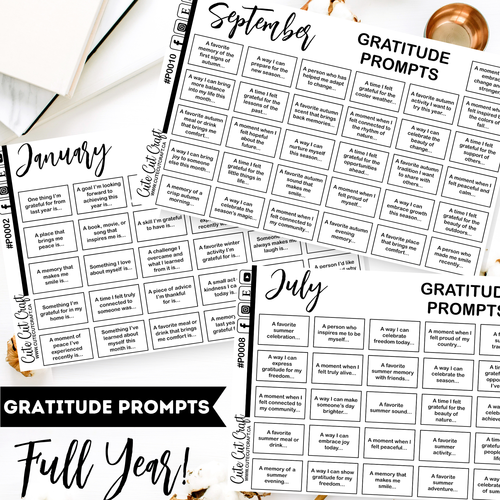 Yearly Gratitude Prompts – Cute Cut Craft