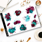 Turquoise Florals || Decorative Foiled Sheet