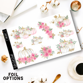 Pink Pumpkin Florals || Decorative Foiled Sheet