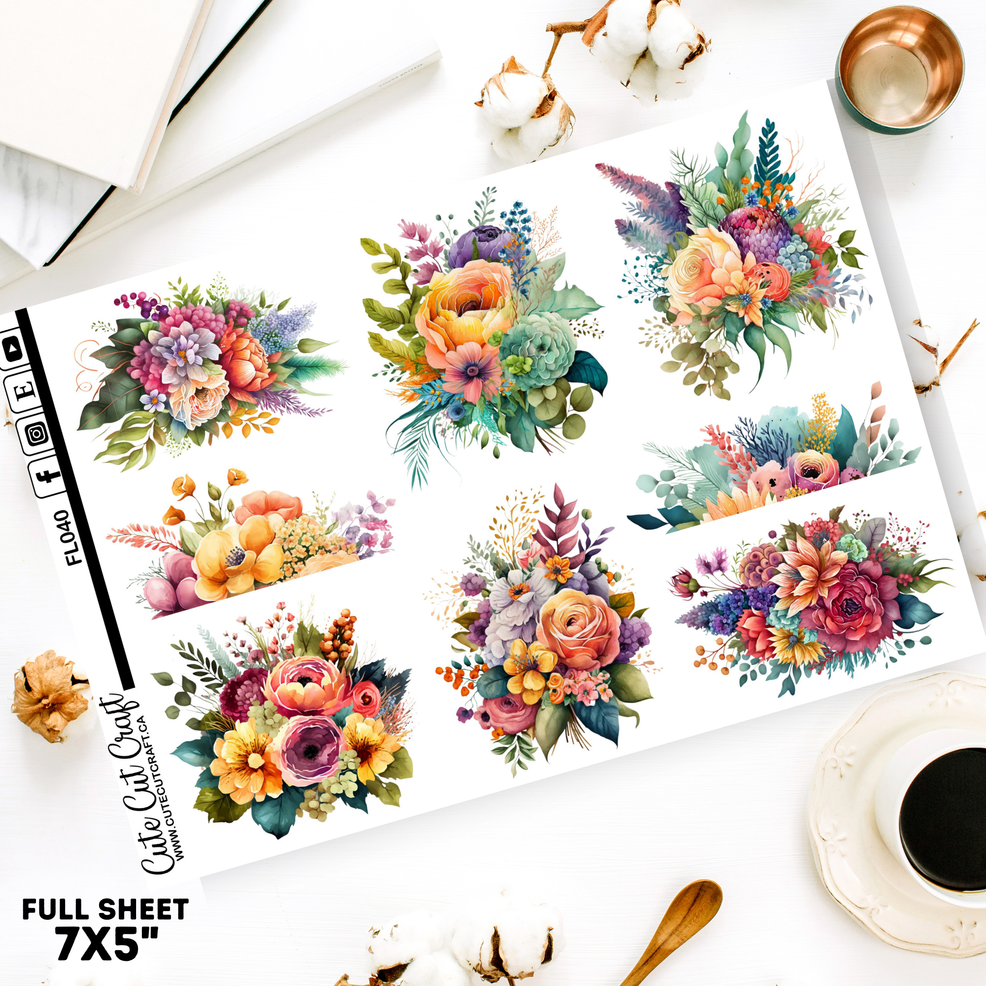 Colorful Florals || Decorative Sheet – Cute Cut Craft