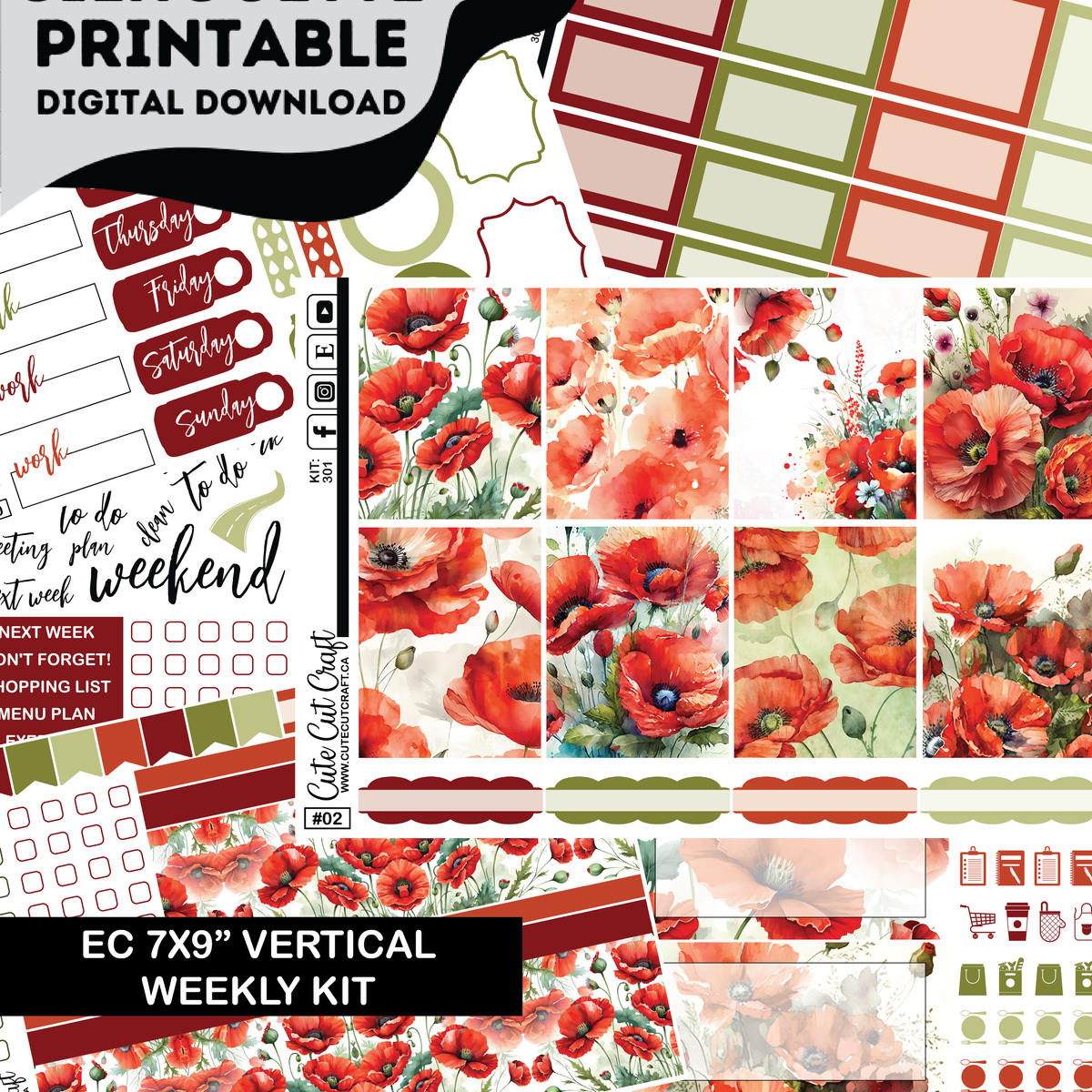 November Poppies #301 || ECLP Kit [PRINTABLE]