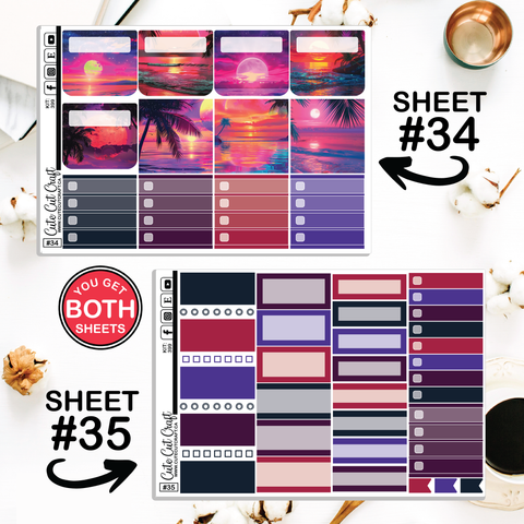 Beach Sunset #399 || Journaling Sheets