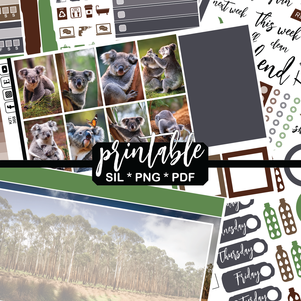 Cute Koala #368 || CHP Dashboard Kit [PRINTABLE]