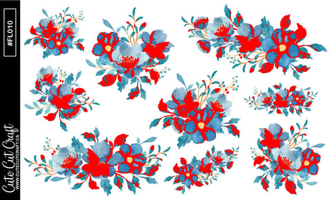 Winter Blues Florals || Decorative Foiled Sheet