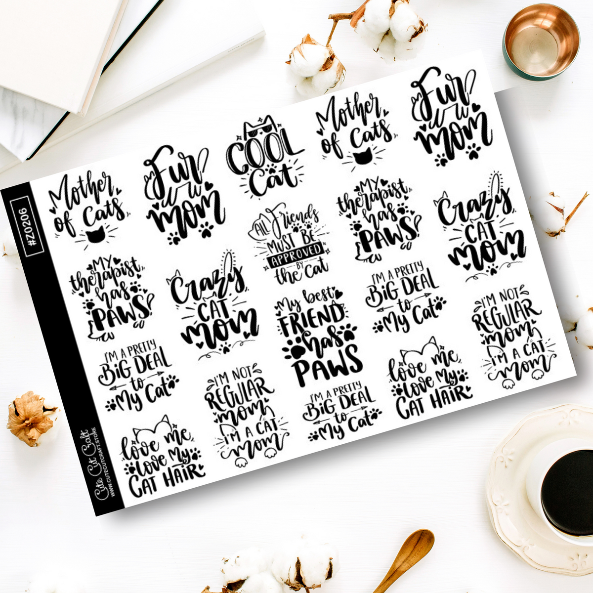 Cat Mom Quotes || Deco Sheet