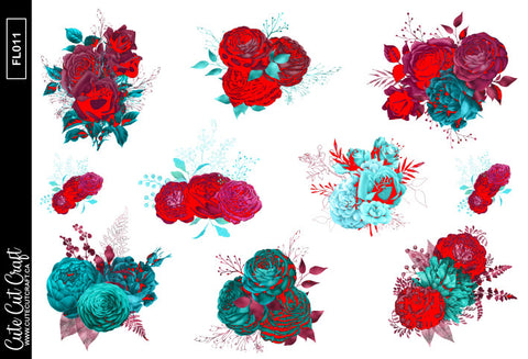 Turquoise Florals || Decorative Foiled Sheet