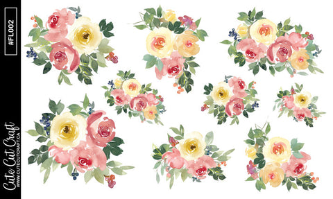 Red Lemon Florals || Decorative Foiled Sheet