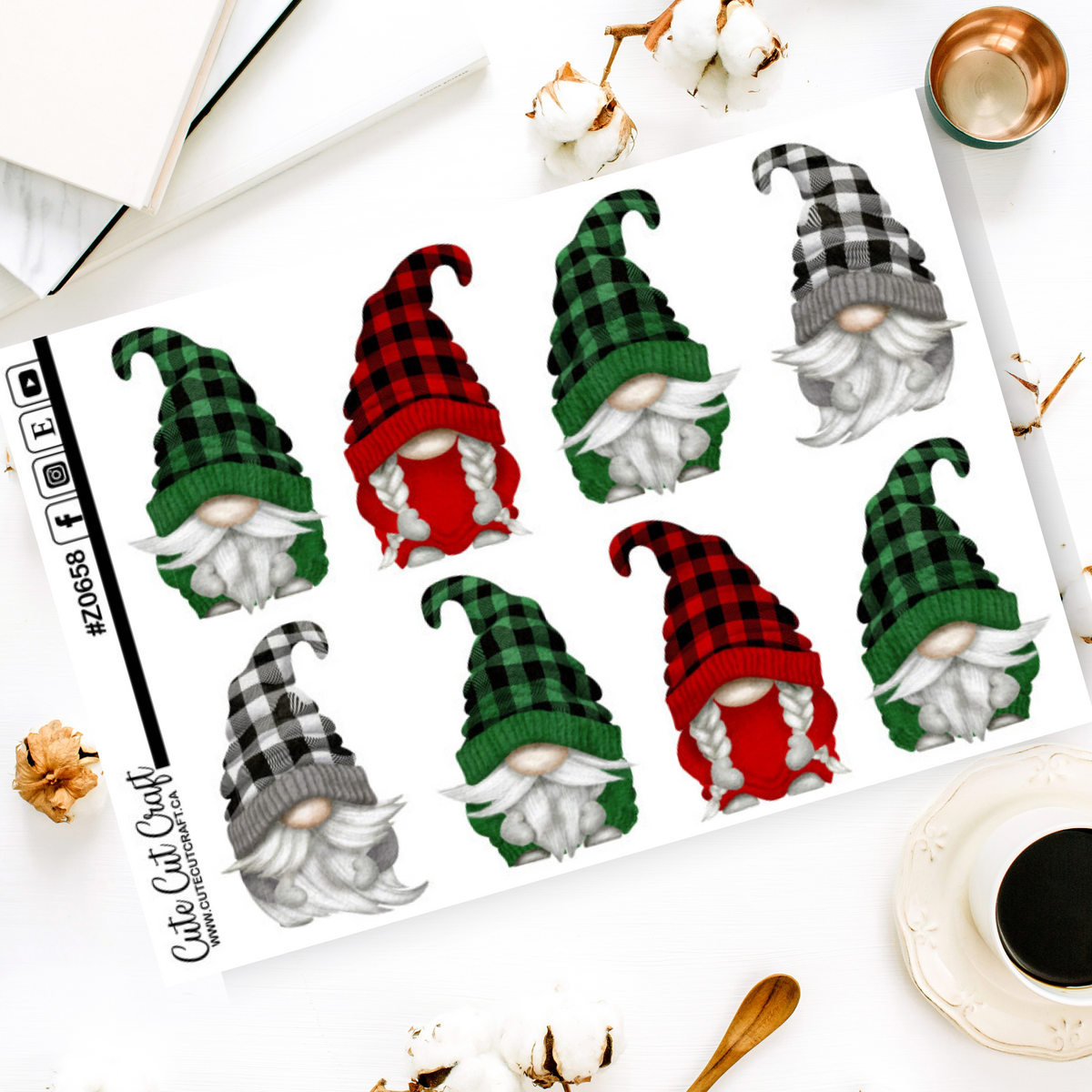 XL Winter Plaid Gnomes