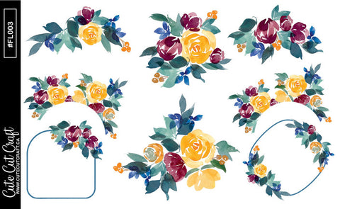 Maroon Bloom Florals || Decorative Foiled Sheet