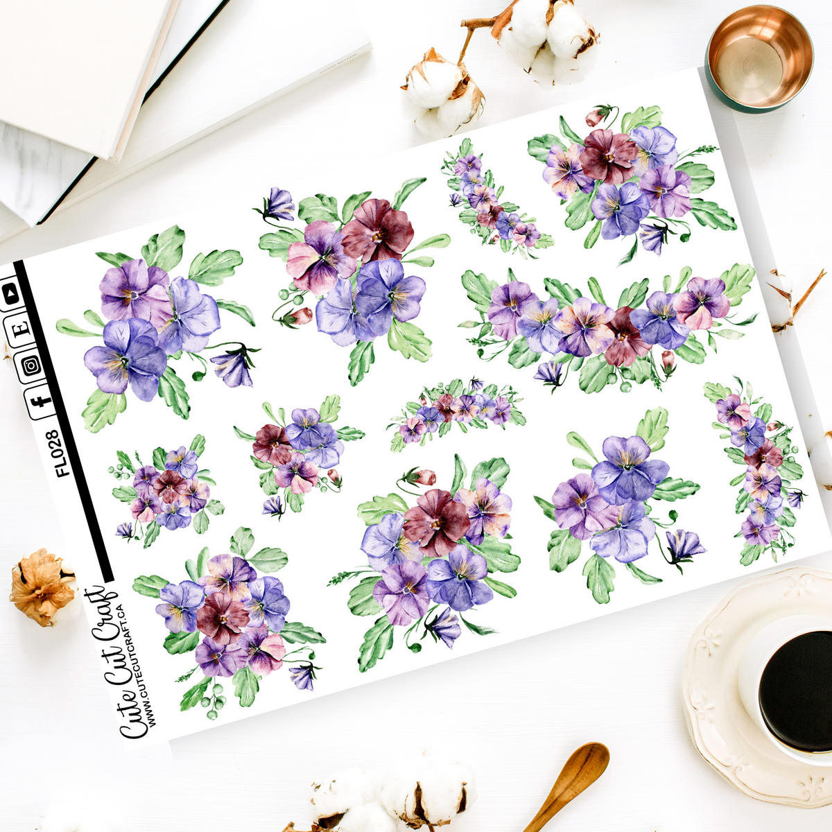 Floral Pansies || Decorative Sheet