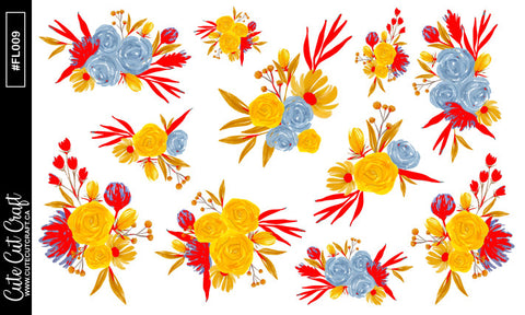 Cheery Yellow Florals || Decorative Foiled Sheet